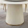thumbnail image 3 of Montary 59" Modern Round Dining Table w/ Lazy Susan & Cylinder Base - White Sintered Stone Tabletop for 6-8, Marble Design (Table Only), 3 of 7
