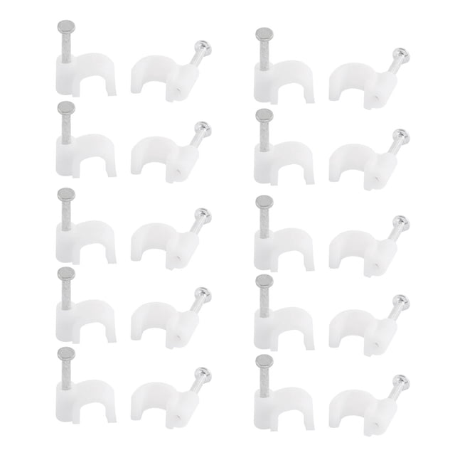 Clips de cable Coax Cat5 Cat6 RG6 RG59 AV VGA con clavos de acero, 20 piezas