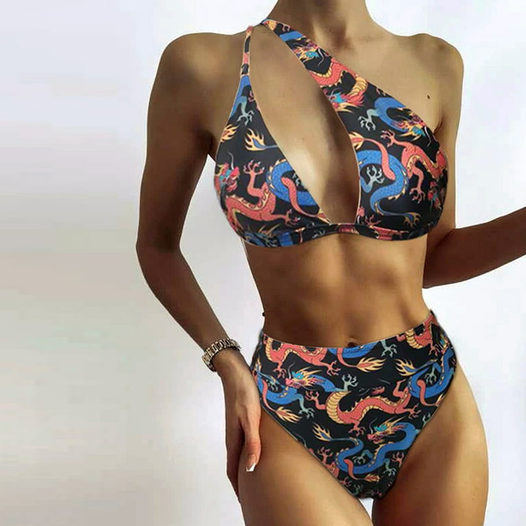 Women Bikini High Waisted Tummy Control Two Piece Swimsuit