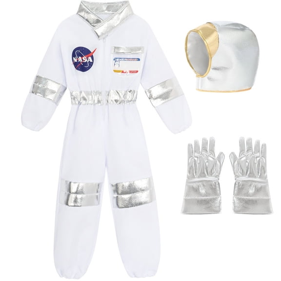 Marendyee Astronaut Costume for Kids Space Suit Cosmos Themed Role-Play Dress-Up for Toddlers with Helmet Accessories Clothes Career Day Cosplay for Children 6T 5-6Yreas