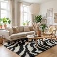 thumbnail image 5 of Modern Animal Print 3x5 (3'3'' x 5'3'') Area Rug Shag Zebra Black & Ivory Plush Easy Care Thick Soft Plush Living Room, 5 of 10