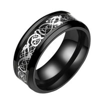 stainless steel titanium mens finger thumb Rings For Couples Promise Wedding Engagement Bands With Silver Golden Dragon Ring Valentines fathers Day birthday New Year Gifts #03 Black,12