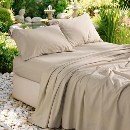 Pure Linen Sheets Size, Breathable, Soft and Durable Pure Linen Sheets, Anti- Linen Bed Sheets, 16 Inch Deep Pocket - 4 count (Linen,)