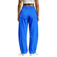 thumbnail image 5 of TZZQ Barrel Sweatpants for Women Baggy Wide Leg Drawstring Elastic Waisted Joggers Active Running Athletic Sweat Track Pants with Pockets Loose Fit Casual Trousers Fall Fashion Trousers Blue S, 5 of 5