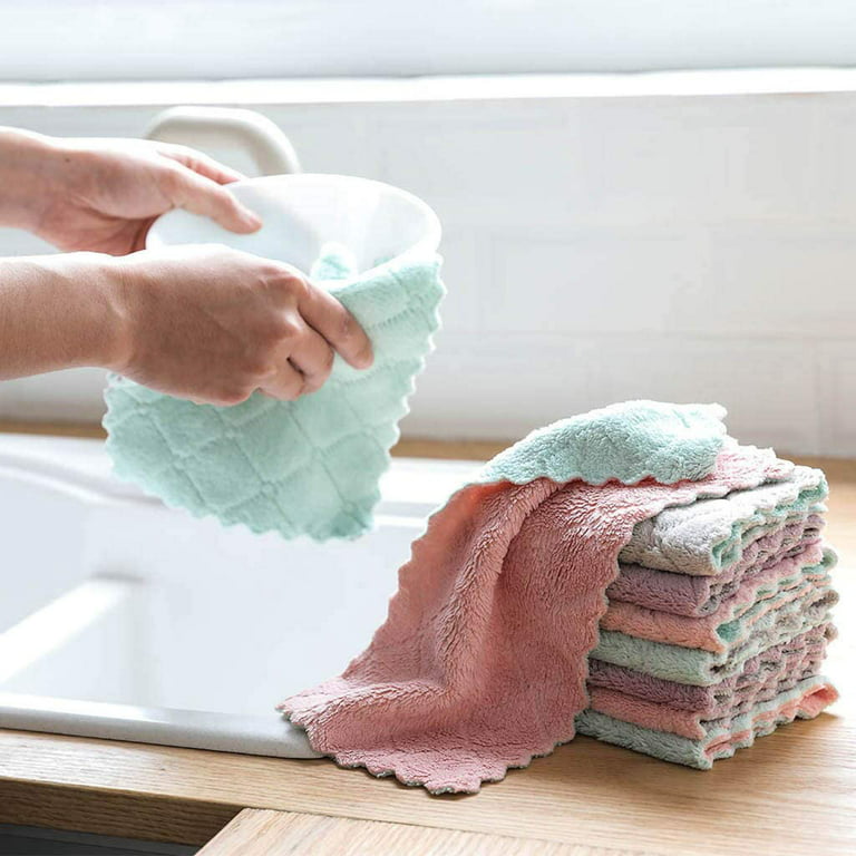 10 Pack Kitchen Cloth, Microfiber Dish Towels Washcloths, Super