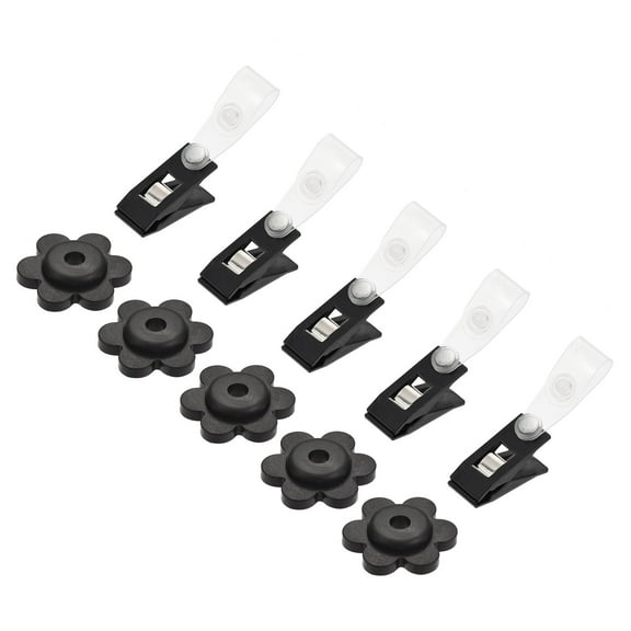 Uxcell Flower Shape Garden Flag Rubber Stoppers and Anti-Wind Clips Black 10in 1 Set