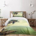 thumbnail image 5 of Ambesonne Caribbean Quilted Bedspread Set 2 Pcs, Palm Tree Rocky Shore, Twin Size, Almond Green Pale Yellow, 5 of 6