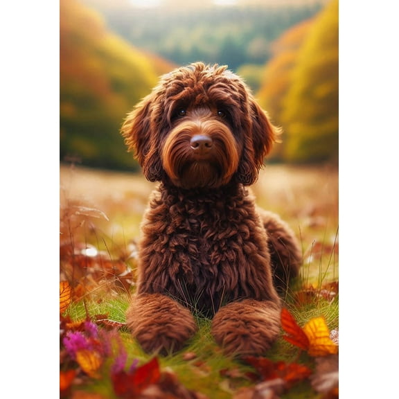 Labradoodle Chocolate -  Best of Breed DCR Falling Leaves House Flag
