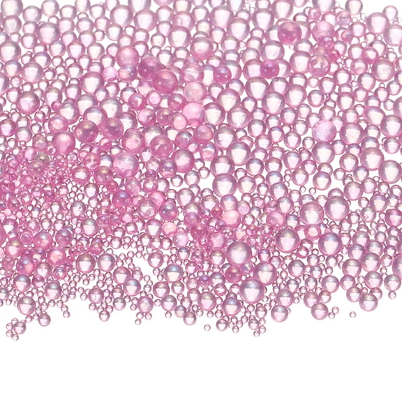 Uxcell Iridescent Glass Tiny Bubble Beads, 0.4-3mm 10g No Hole Micro Mini Round Purple Pink Water Droplets Beads