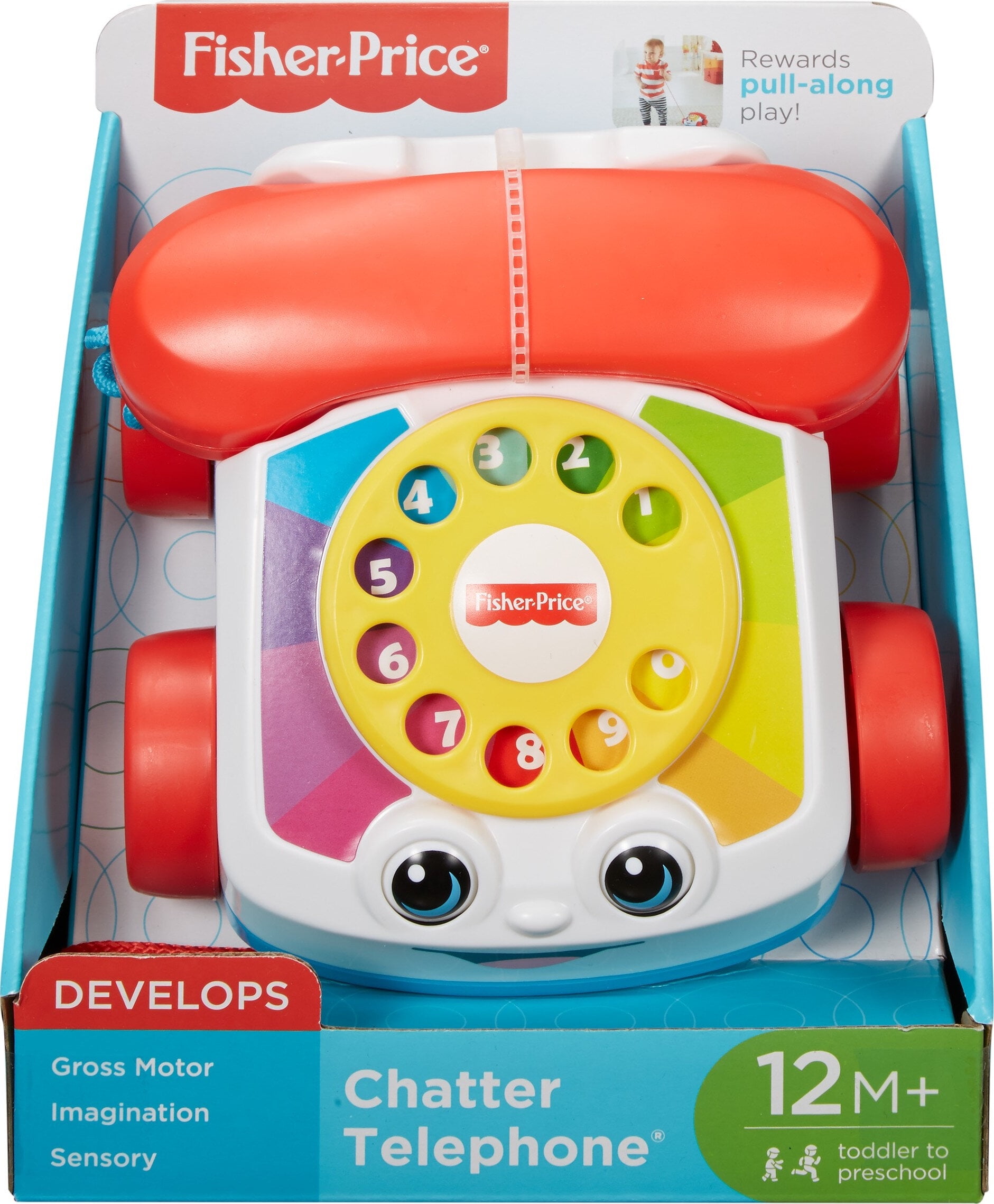 Toddler Pull Along Toy Phone Multicolor Fisher-Price FGW66 Chatter Telephone 