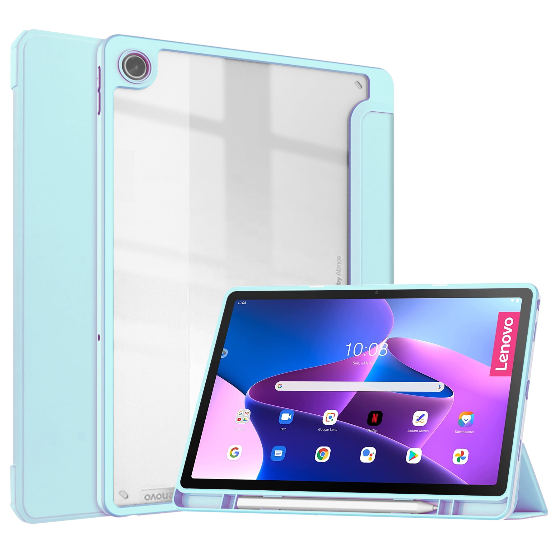 Wetenschap schildpad Wafel TECH CIRCLE Case for Lenovo Tab M10 Plus (10.6") Tablet (3rd Generation)  2022 Release - Clear Back Cover Trifold Stand Protective Smart Flip Classic  Case with Auto Sleep Wake Function (Skyblue) - Walmart.com