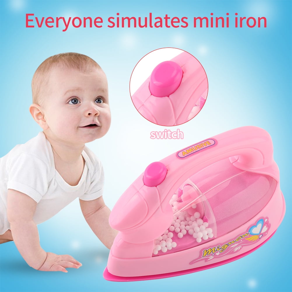 Plastic Pink Simulation Mini-iron for Kids Pretend Play House Novelty Toy ✔GB 