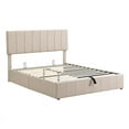 thumbnail image 6 of Harper & Bright Designs Queen Size Platform Bed with Hydraulic Storage System, Linen Upholstered Wooden Bed Frame for Bedroom, Beige, 6 of 15