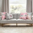 thumbnail image 2 of Pink Decorative Throw Pillow Covers 20x20 Set of 4, Pink and Gray Modern Daisy Floral Pillows Linen Pillow Covers for Couch Sofa Living Room, 2 of 6