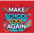 thumbnail image 2 of Make School Cool Again Back To School Adult Red Crew Neck Short Sleeve Tee-Large, 2 of 4