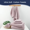 thumbnail image 3 of SEMAXE 18-Piece Luxury Cotton Bath Towel Set: 6 Bath Sheets (28x55in) + 6 Hand Towels (16x28in) + 6 Washcloths (13x13in) | Ultra Plush & Quick-Dry | Family Value Pack for Bathroom Essentials, Purple, 3 of 9