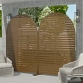 thumbnail image 4 of MAYEERTY 72×47" Arched Outdoor Brown Metal Privacy Panel Screen for Backyard & Garden, Louvered Pattern, 4 of 8