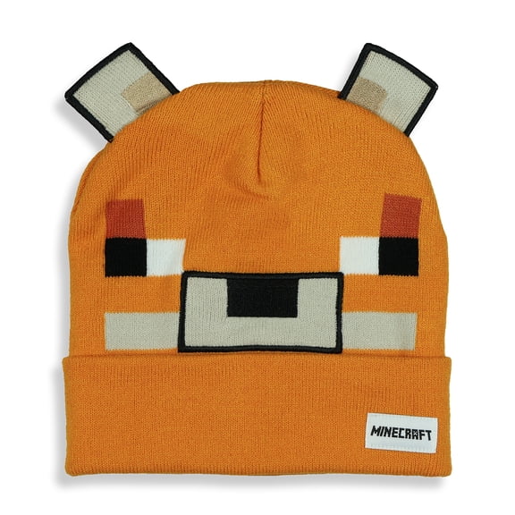 Minecraft Beanie Adult Big Face Fox Character 3D Ears Cuff Knit Hat Cap