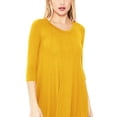 thumbnail image 4 of Women's Plus Size Round Neck 3/4 Sleeves Solid A-Line Midi Dress, 4 of 4