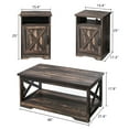 thumbnail image 5 of Merluxy 3-Piece Farmhouse Table Set Includes Coffee Table& Two End Tables with Charging Station,Dark Oak, 5 of 8