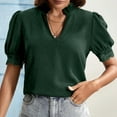 thumbnail image 4 of Yuzhih Womens Tops Dressy Casual V-Neck T-Shirts Loose Puff Short Sleeve Tunic Fashion Business Work Blouses, 4 of 7