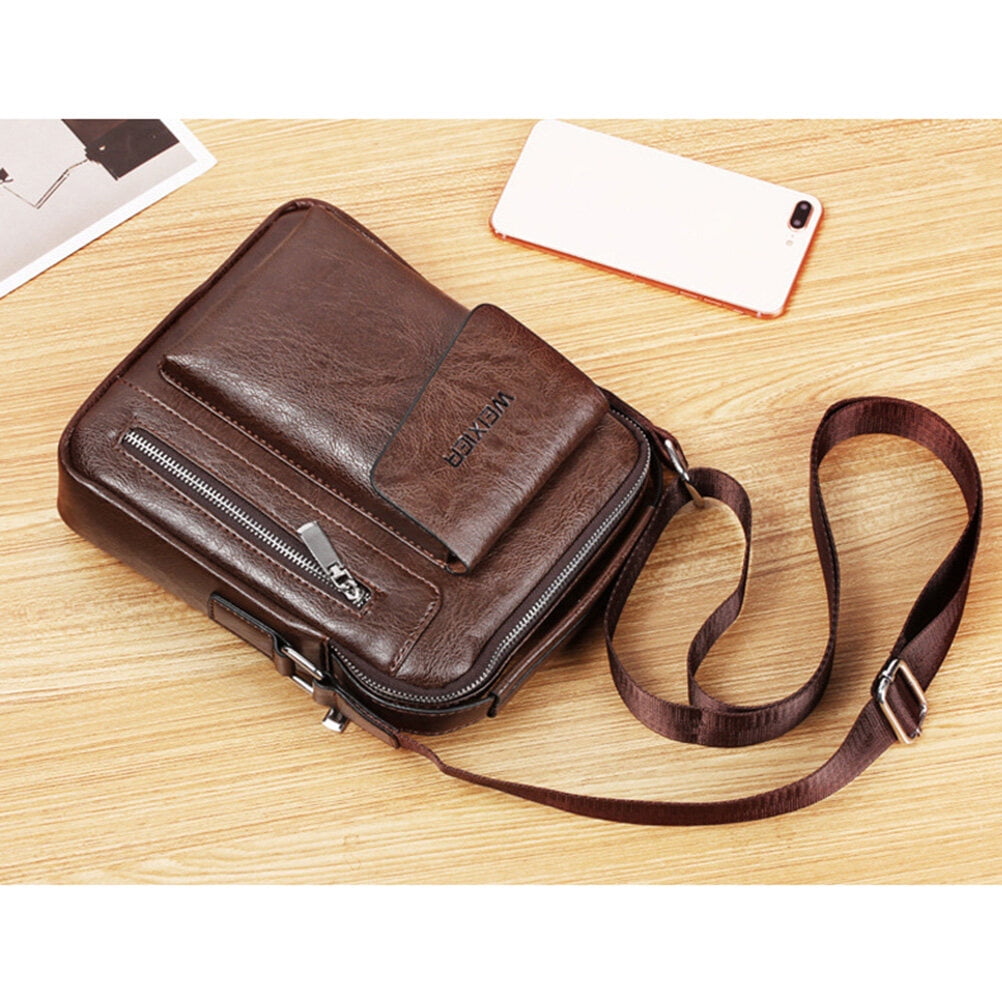 Leather World PU Leather Sling Cross Body Travel Office Business Messenger  Bag for Men Women r (23 x 10x 29 cm) (Brown)