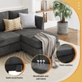 thumbnail image 6 of YOUDENOVA Modular Sectional Couch, 7 Seats U Shaped Couch with Storage, Modern Chenille Sofa Set with USB Charging Ports, Comfy Couches with Chaise for Living Room, Office, Dark Grey, 6 of 10