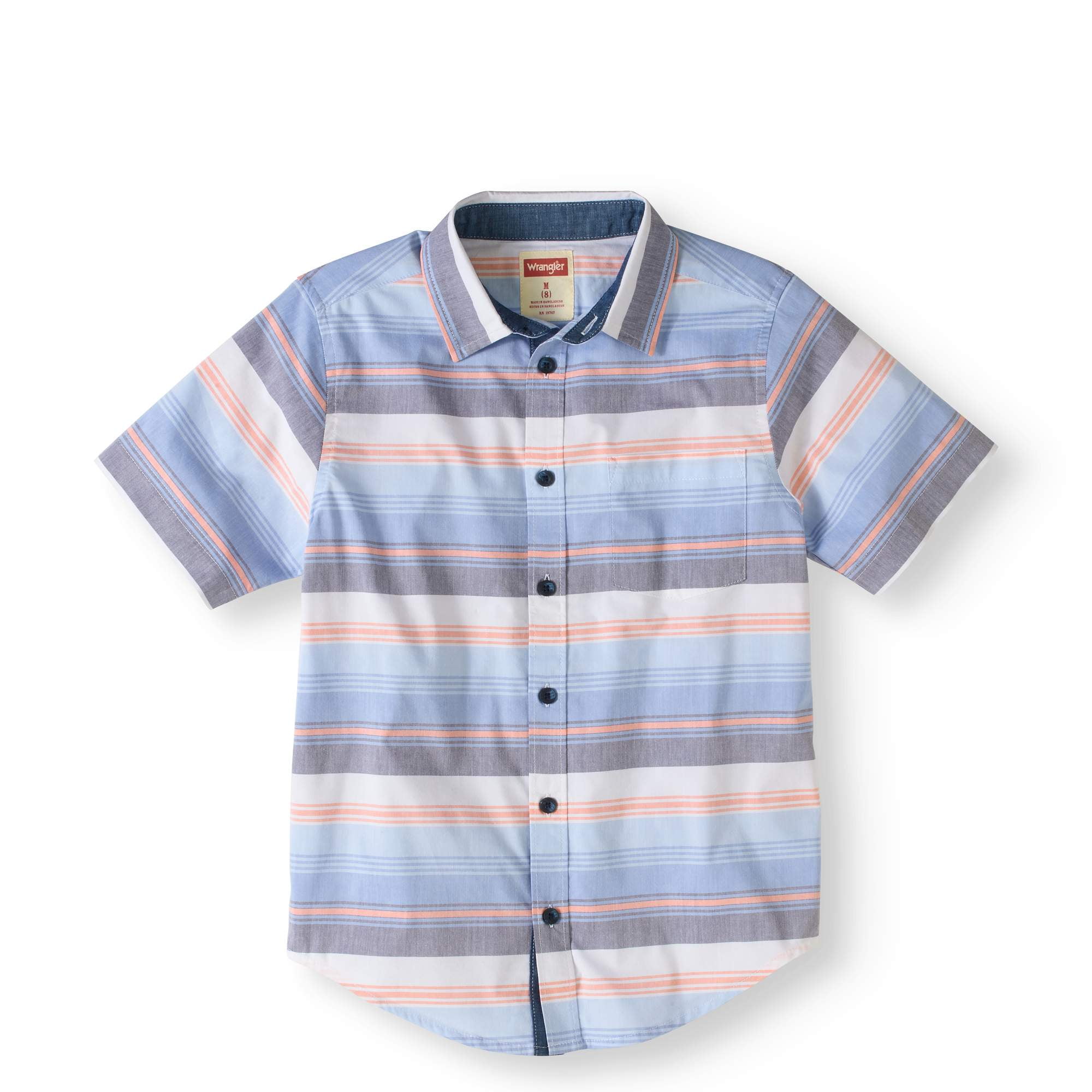 Boys' Short Sleeve Plaid Button Up Top
