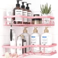thumbnail image 1 of Organizador de ducha adhesivo estante de acero inoxidable con 8 ganchos sin taladrar almacenamiento baño, 1 of 3