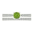 thumbnail image 2 of Clara Pucci 14K White Gold 0.86 Natural Peridot Engraveable Engagement Ring + Wedding Band Set, 2 of 7