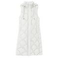 thumbnail image 6 of ZQUUVOU Women's Long Sleeveless Puffer Vest with Hood Fall Winter Lightweight Warm Quilted Jackets Button Zip Down Coat White, 6 of 8