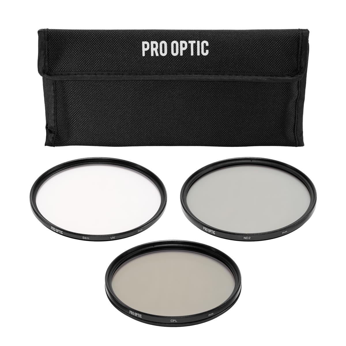 ProOptic 77mm Digital Essentials Filter Kit with Ultra Violet (UV) Thin Circular Polarizer and Neutral Density 2 (ND2) Filters with Pouch