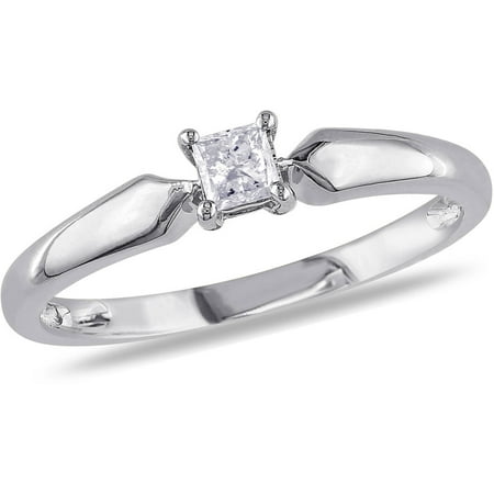 1/5 Carat T.W. Princess Cut Diamond Solitaire Ring in 10kt White (Best Ring Setting For Princess Cut Diamond)