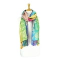 thumbnail image 3 of Pashmina Wrap Shawl Scarf Double Side Rainbow Silky Exotic Tropical Colorful, 3 of 5