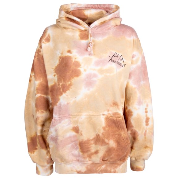Always Optimistic Peaks Tie-Dye Hoodie – Unisex Mountain Adventure Pullover Sweatshirt