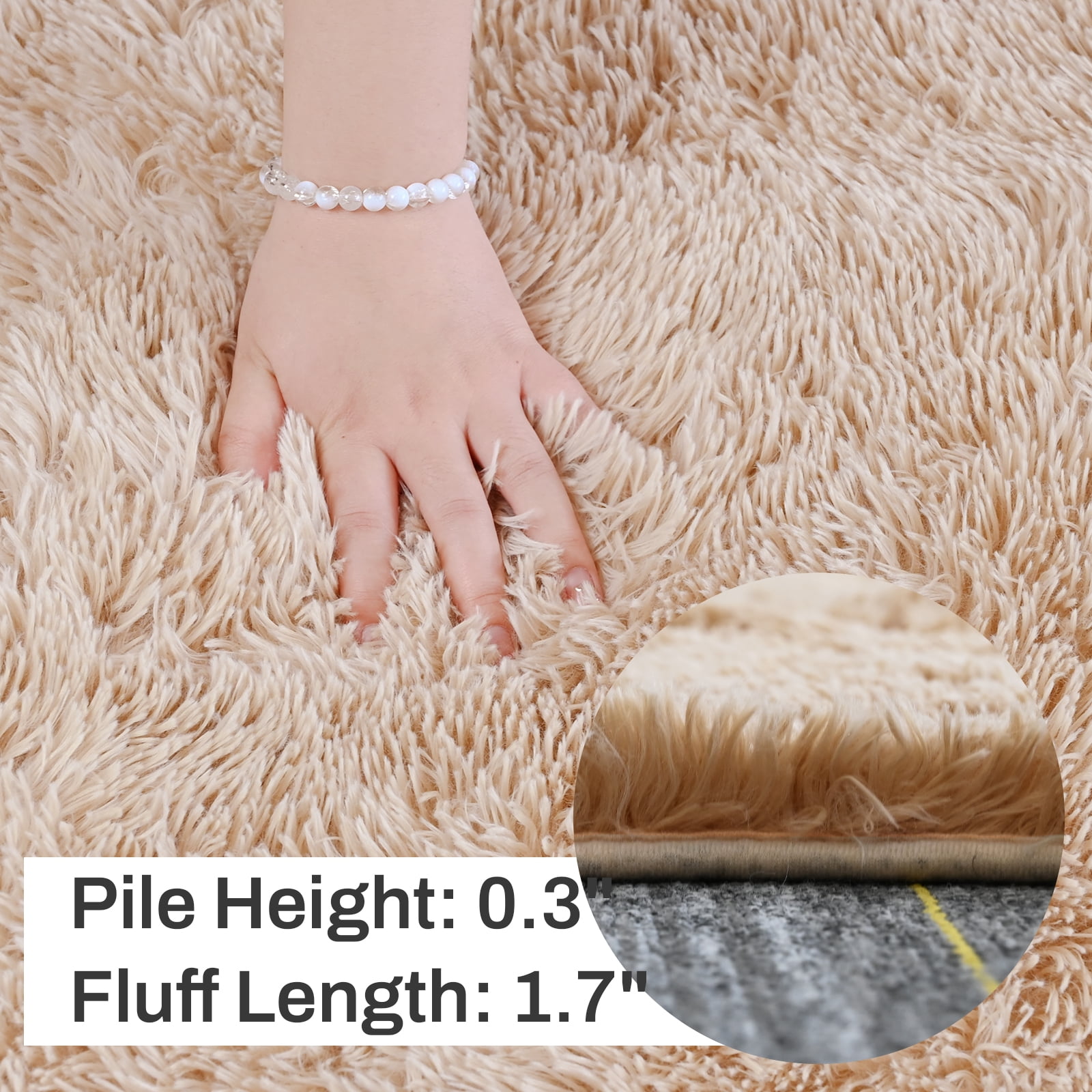 Pentantan Shag Area Rugs, 8ft x 10ft Soft Fluffy Indoor Carpet for Living Room Bedroom Decor, Camel
