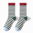 thumbnail image 2 of Yuanlong Womens Crew Socks Color Block Stripe Mid Calf Socks Soft Breathable Comfort All Season Daily Stylish Casual Socks, 2 of 3