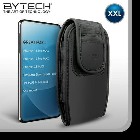 Bytech XXL Vertical Universal Smartphone Holster Case - Compatible with iPhone 11 Pro Max, iPhone 12 Pro Max, iPhone XS Max, Samsung Galaxy S20 Plus, Samsung Galaxy S21 Plus, Samsung Galaxy A Series