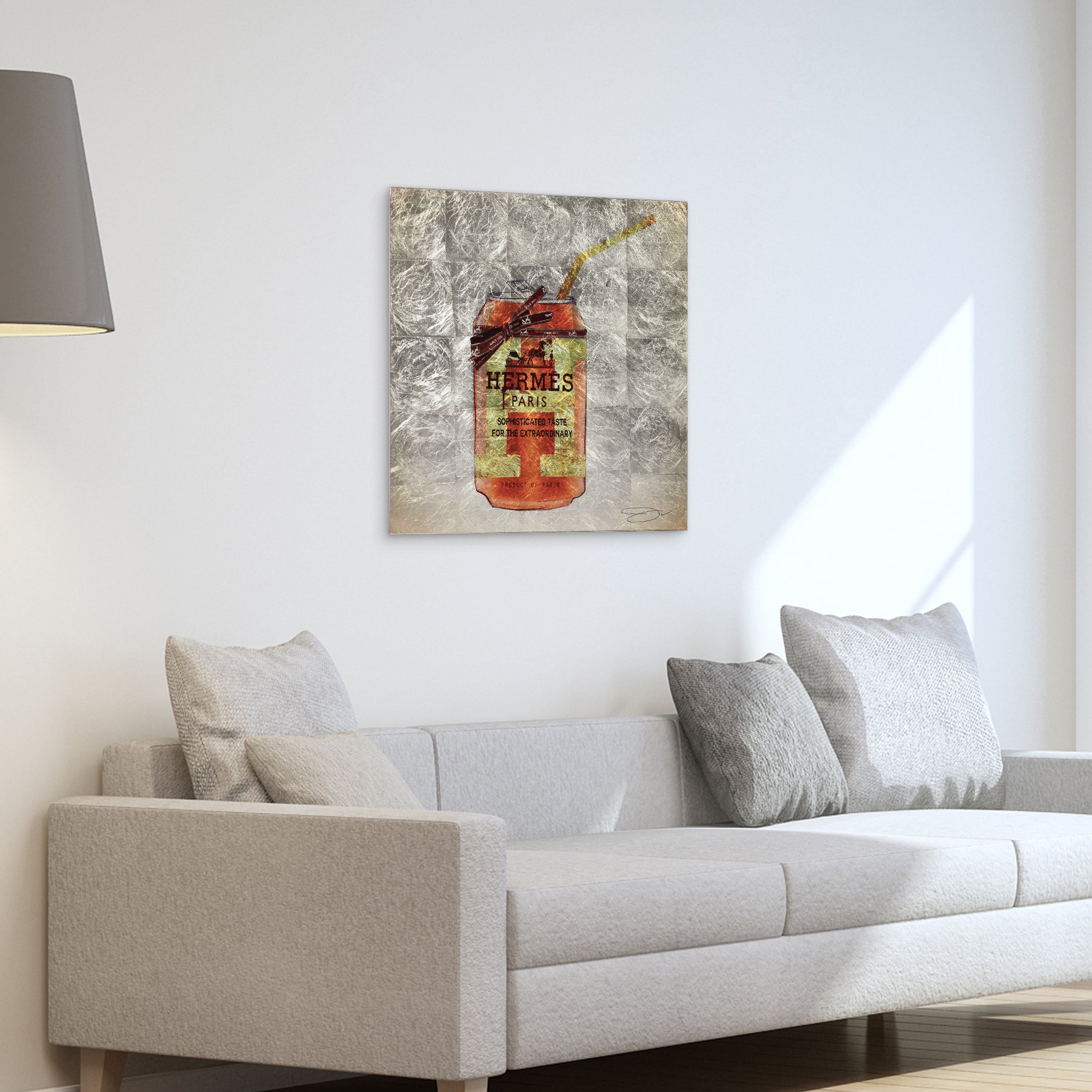 "Sip Designer" Reverse Printed Tempered Glass with Silver Leaf