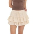 thumbnail image 1 of Falda lisa con cordones para mujer, cintura alta, plisada con volantes y pliegues., 1 of 5