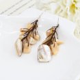 thumbnail image 4 of Brown Mother of Pearl Cluster Shell Drop Sterling Silver Earrings, 4 of 6