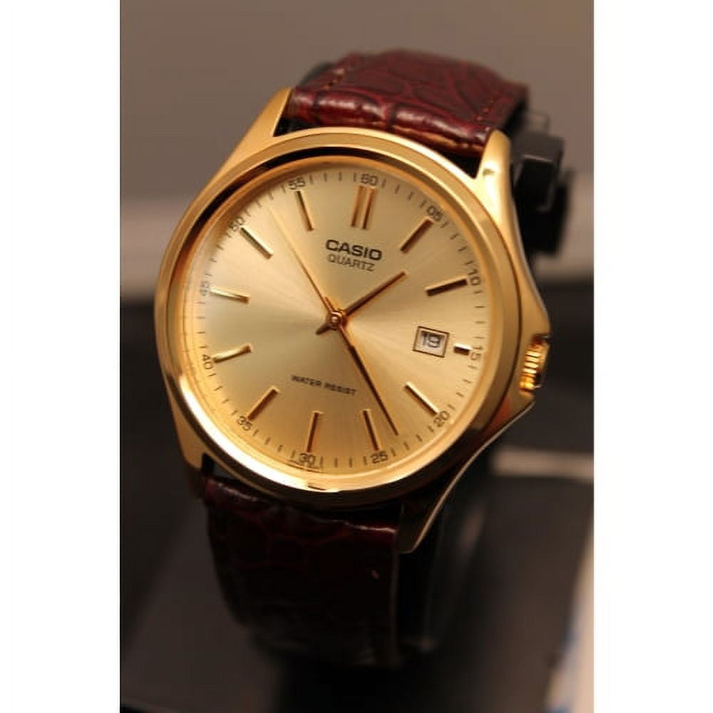 Men's MTP1183Q-9A Gold Leather Quartz Fashion Watch