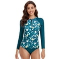 thumbnail image 2 of Women Rash Guard Long Sleeve Swimsuits UV UPF 50+ Two Piece Swim Shirt Bathing Suit with Built in Bra - M US(8-10), 2 of 7