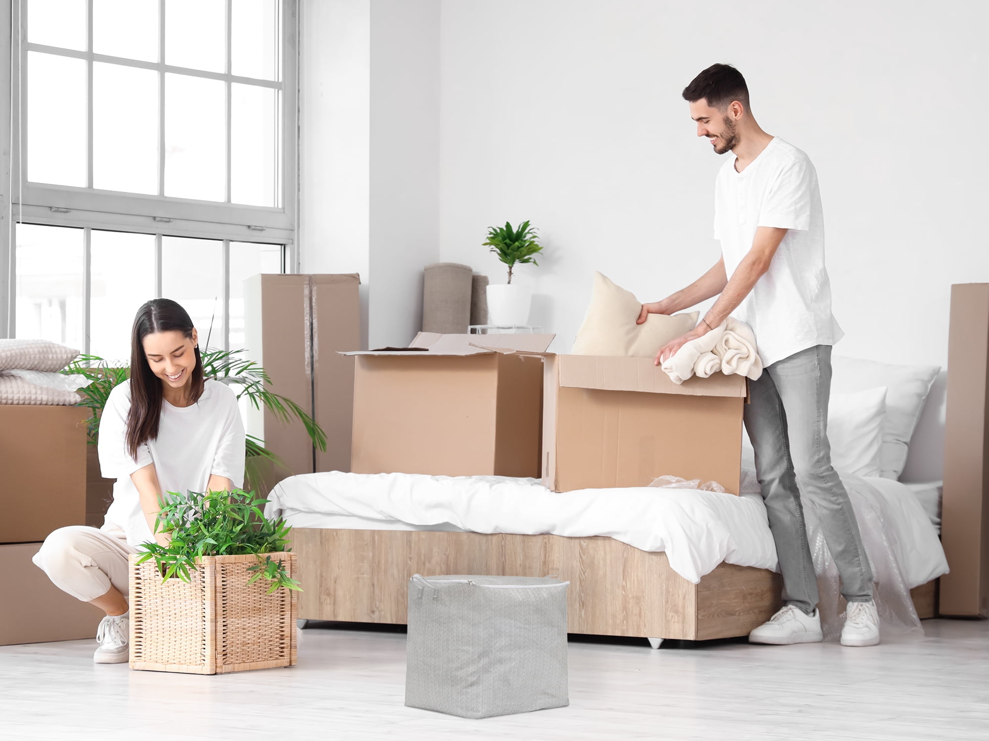 Unique Bargains 1 Pack Clothes Storage Bags Moving Bags Gray 22*17.5*22in