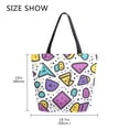 thumbnail image 5 of FORMRS Womens Canvas Tote Bag with Zipper Inner Pocket Shoulder Handbag, Purple Retro Pattern, 5 of 7