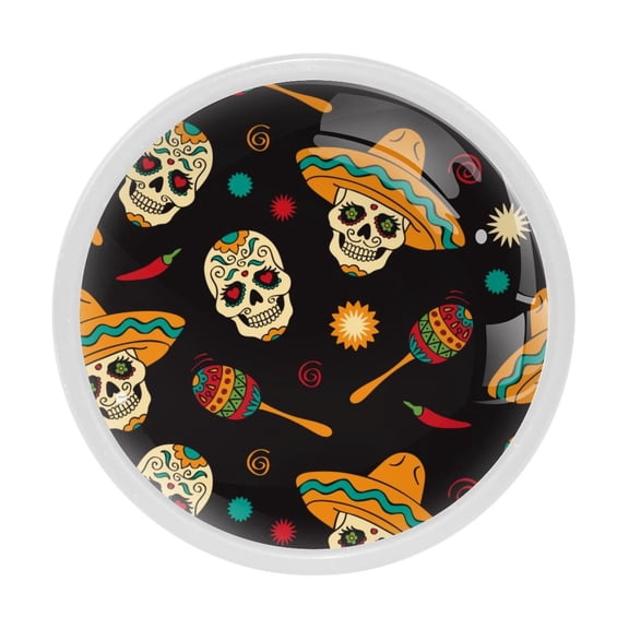 4 Pcs Skull Knobs for Kitchen Cabinet Cupboard Dresser Bookcase Drawer Pulls Handles Round Home Decor