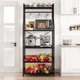 thumbnail image 1 of Rustic Microwave Stand, 5-Tier Storage Rack with Adjustable Feet and Anti-Tip Kit, Engineered Wood, 1 of 8