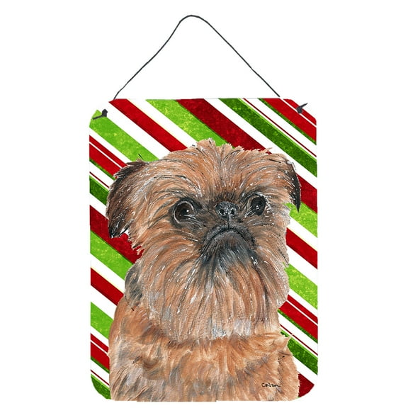 Brussels Griffon Candy Cane Christmas Wall or Door Hanging Prints