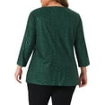 thumbnail image 4 of DARING DIVA Women's Plus V Neck 3/4 Sleeve Botanical Print Blouse Tunic Top 1X Dark Green, 4 of 7