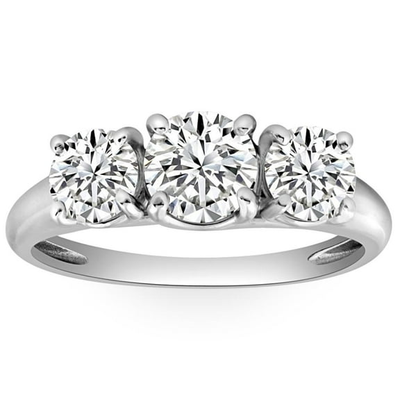 Pompeii 1 3/4 Ct Three Stone Diamond Engagement Ring 10K White Gold Lab Grown (H-I,VS)